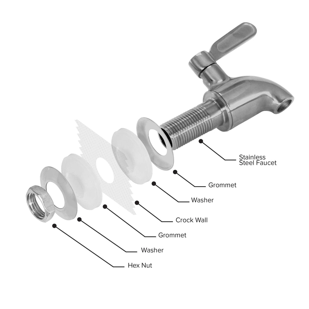 Porcelain Ceramic Crock Water Dispenser with Wood Stand and Stainless Steel Faucet V321