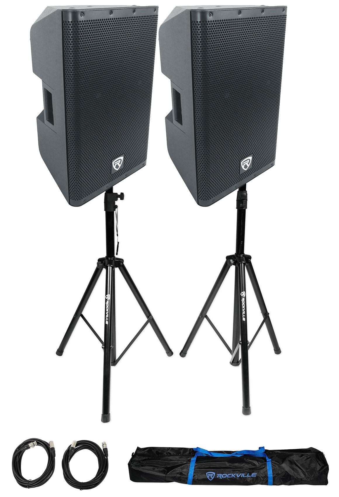 12" Powered DJ PA Speaker Pair with Stands E925