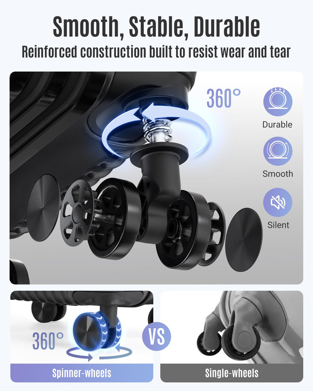 20 Inch Carry On Luggage Black L846
