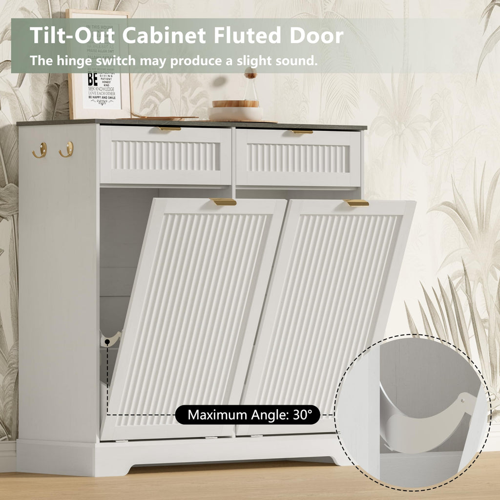 White Double Tilt Out Trash Can Cabinet E3650