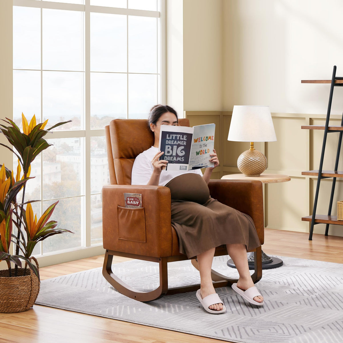 Brown Leather Glider Chair T494
