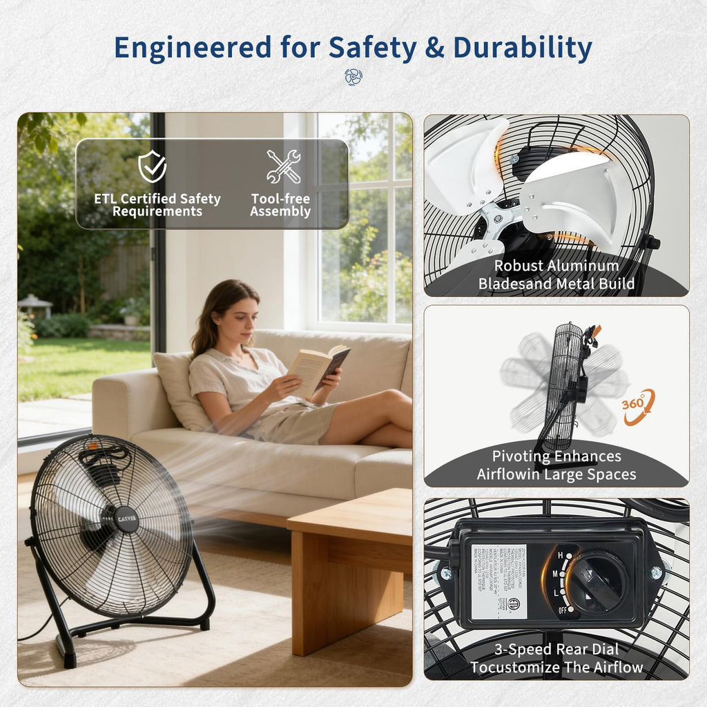 20 Inch 3 Speed High Velocity Floor Fan M649038