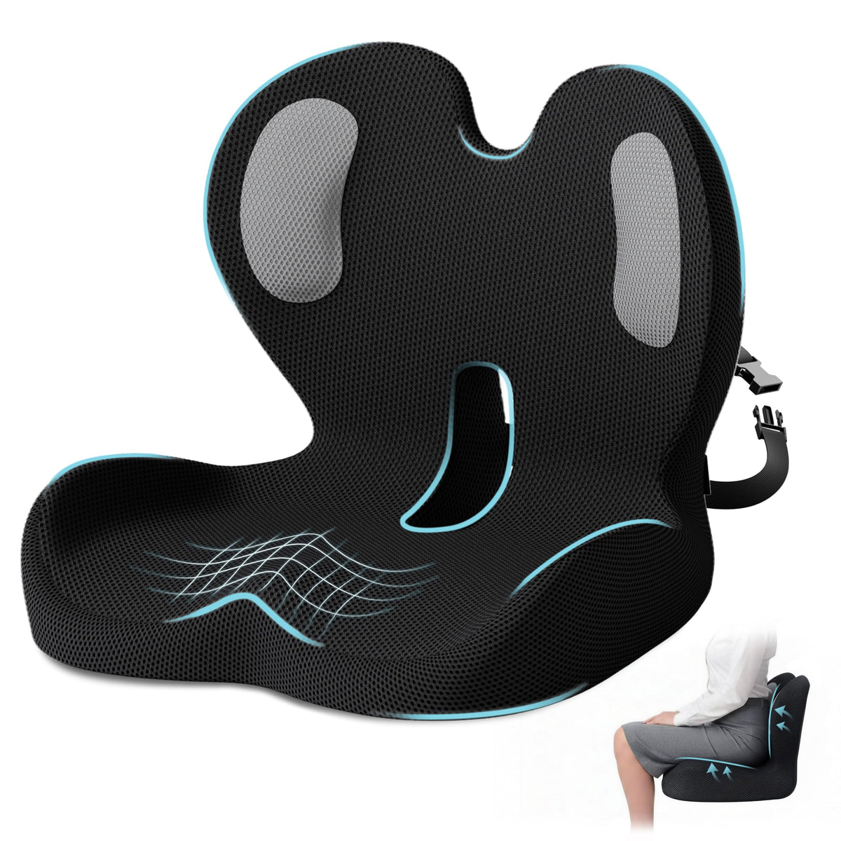 Ergonomic Seat Cushion & Lumbar Support Pillow K830081