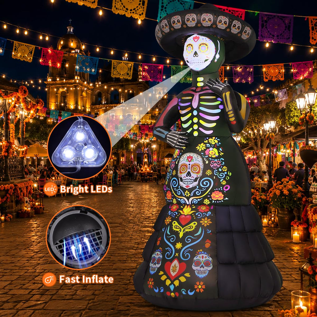 7.2FT Halloween Inflatable Ghost Bride with LED Lights I5482
