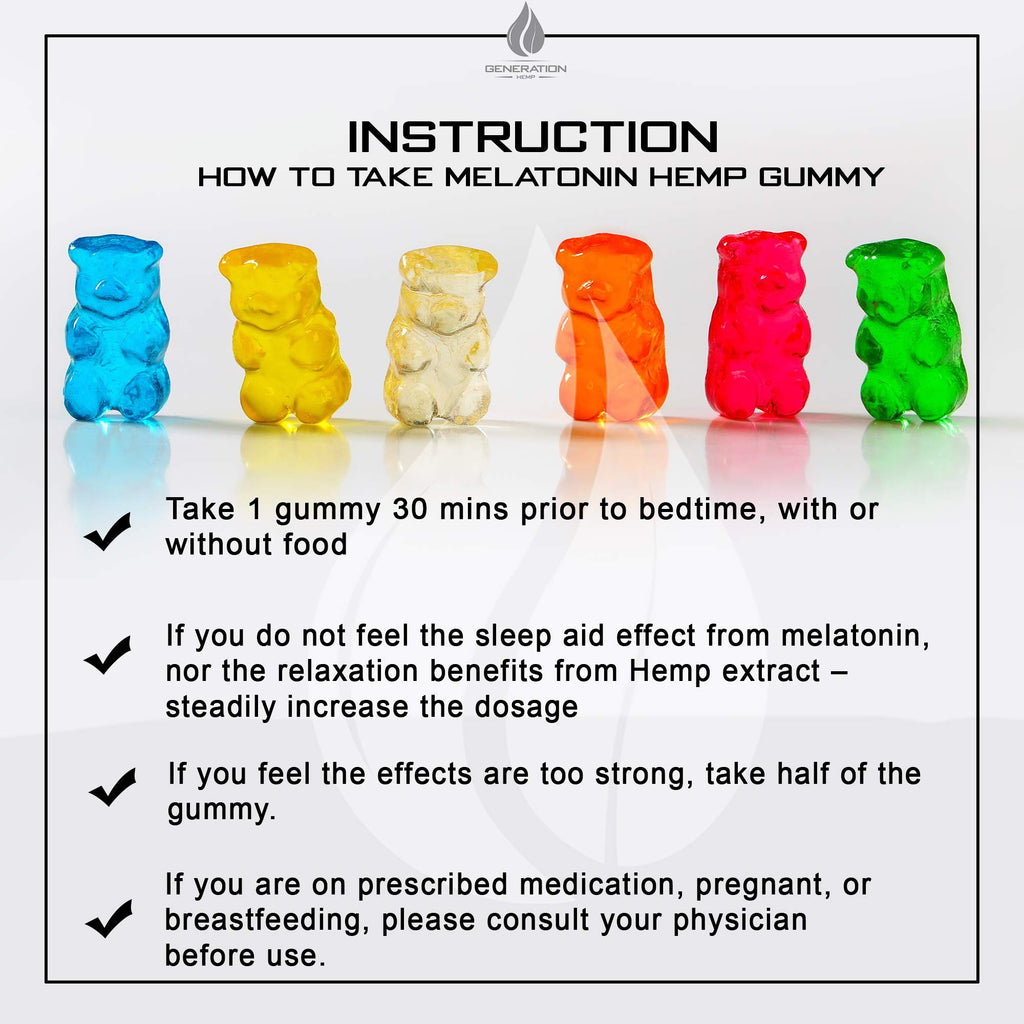 Melatonin Hemp Gummies 5mg 25mg 60 Servings Y231366