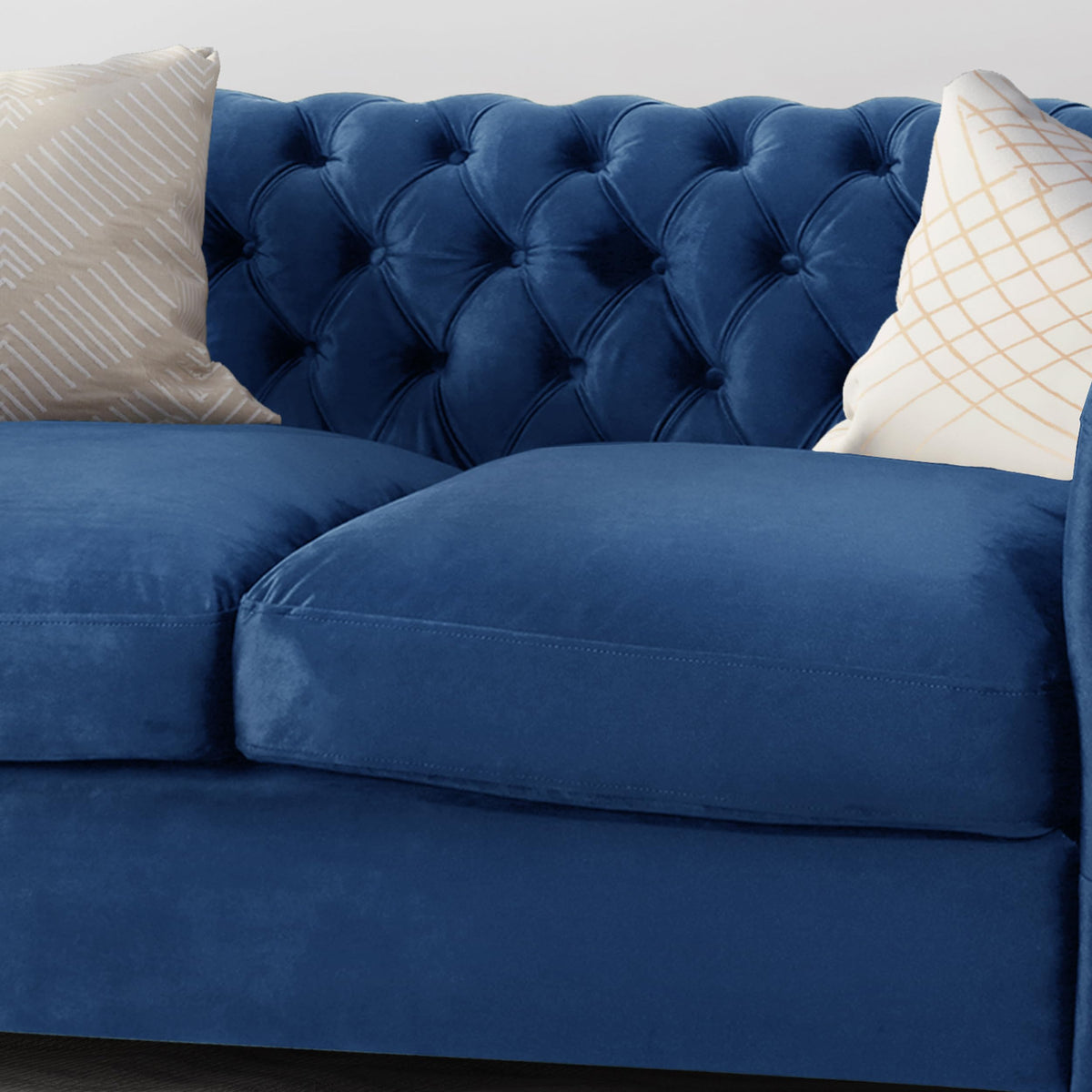 Navy Blue Velvet Tufted Chesterfield Sofa Y29161