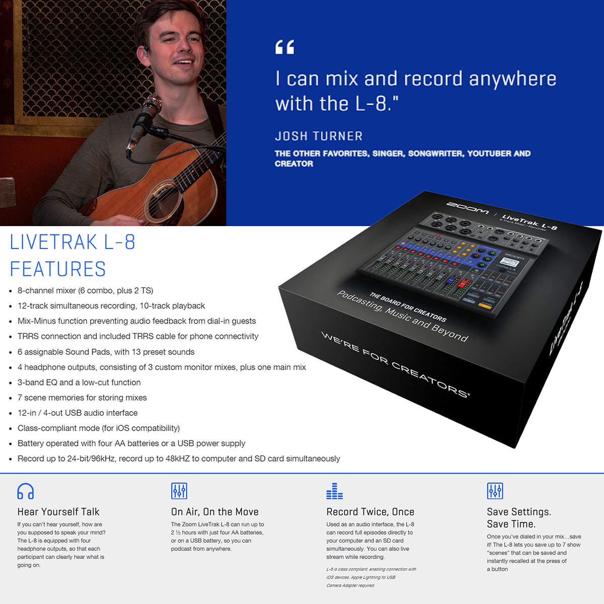 Portable 8-Channel Digital Mixer and Multitrack Recorder M18015