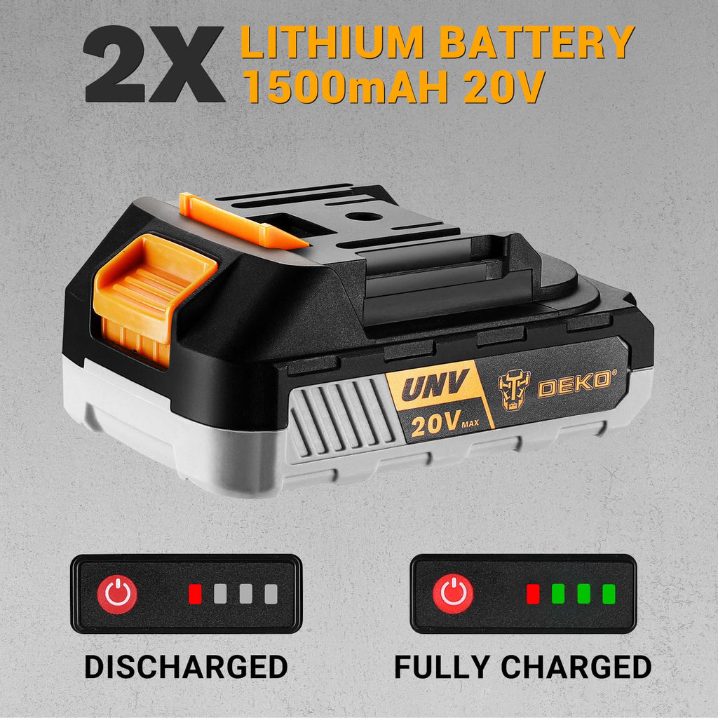 Cordless Power Drill 20V with 3/8-Inch Keyless Chuck, Variable Speed, 2 Batteries V8272