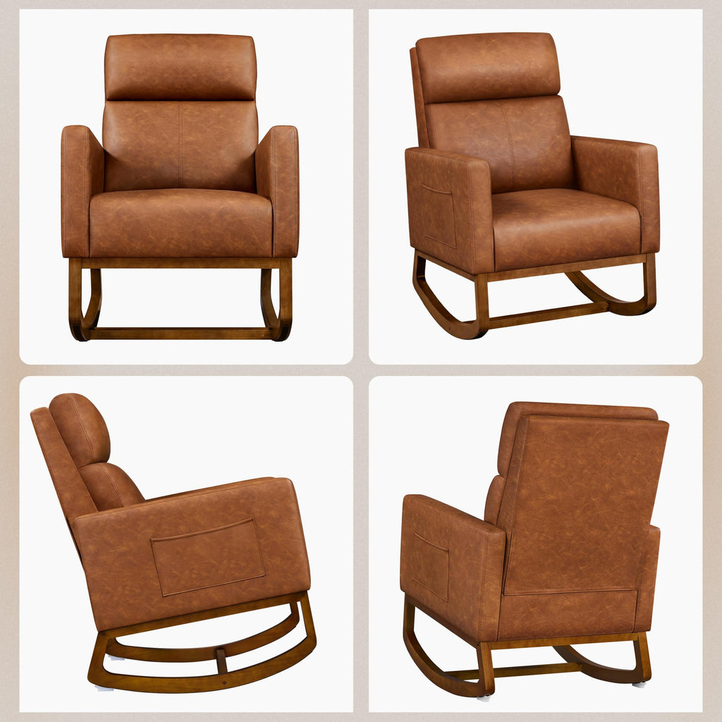 Brown Leather Glider Chair T494