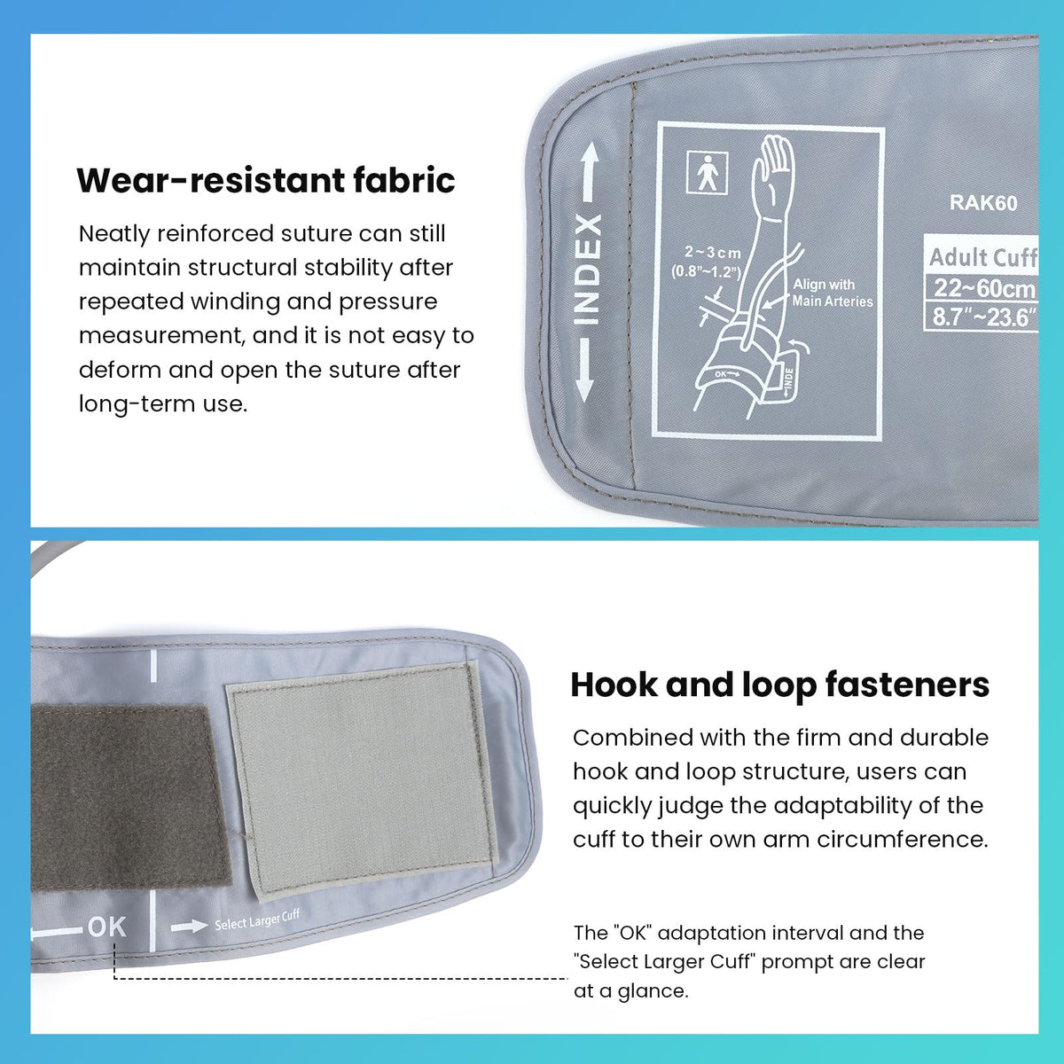 Extra Large Blood Pressure Cuff Replacement, 8.7"-23.6" Adjustable Upper Arm Cuff B6623