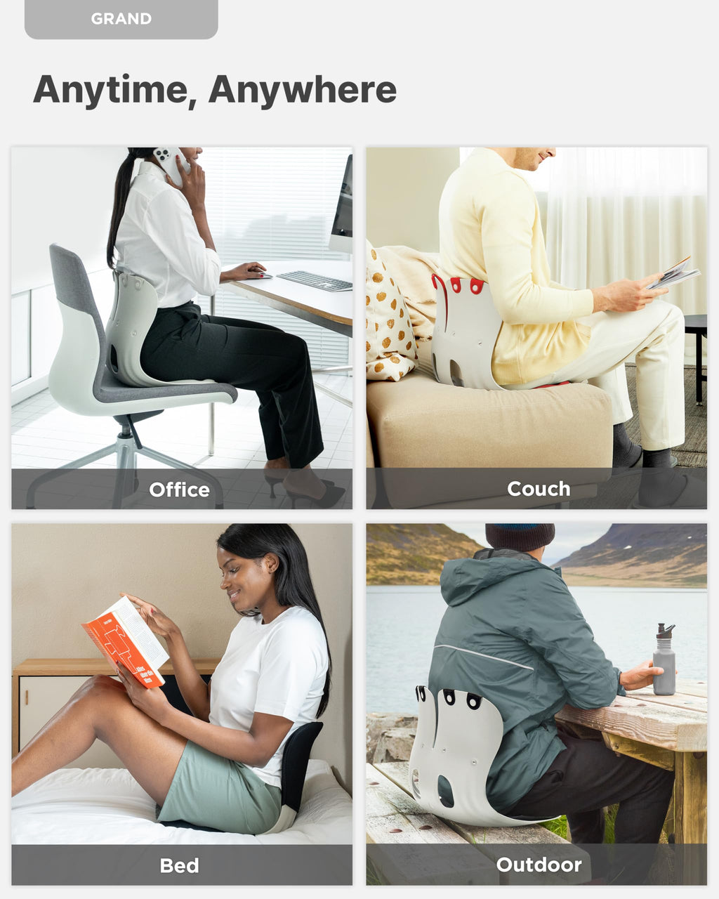 Extra Wide Ergonomic Seat Support Grey I402745