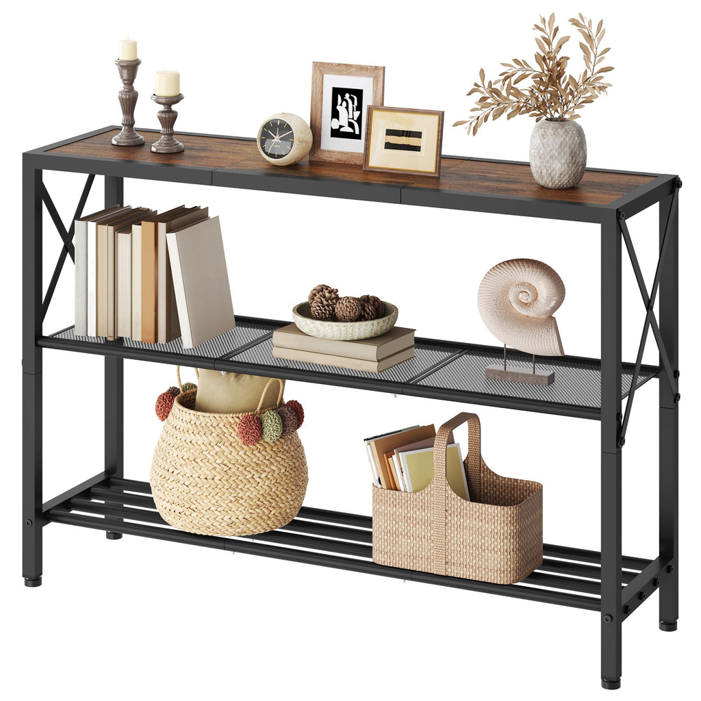 3 Tier Narrow Console Table with Shelves U588