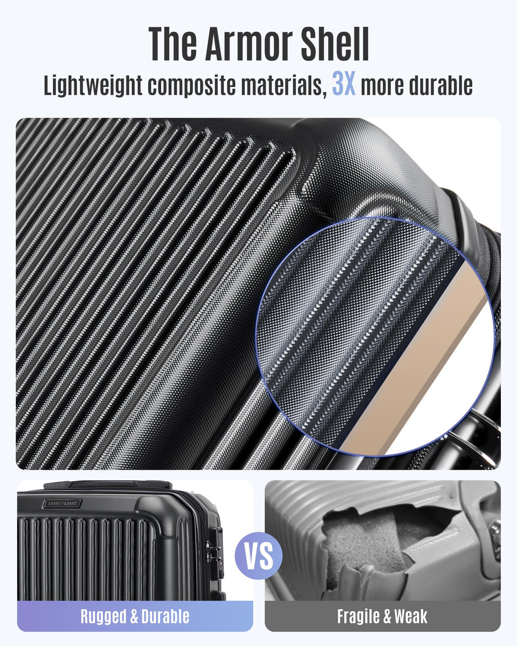 20 Inch Carry On Luggage Black L846