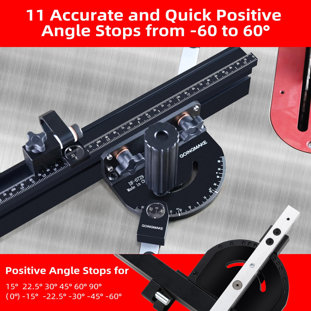 Portable Table Saw Miter Gauge with 18 Inch Fence and Flip Stop X77621