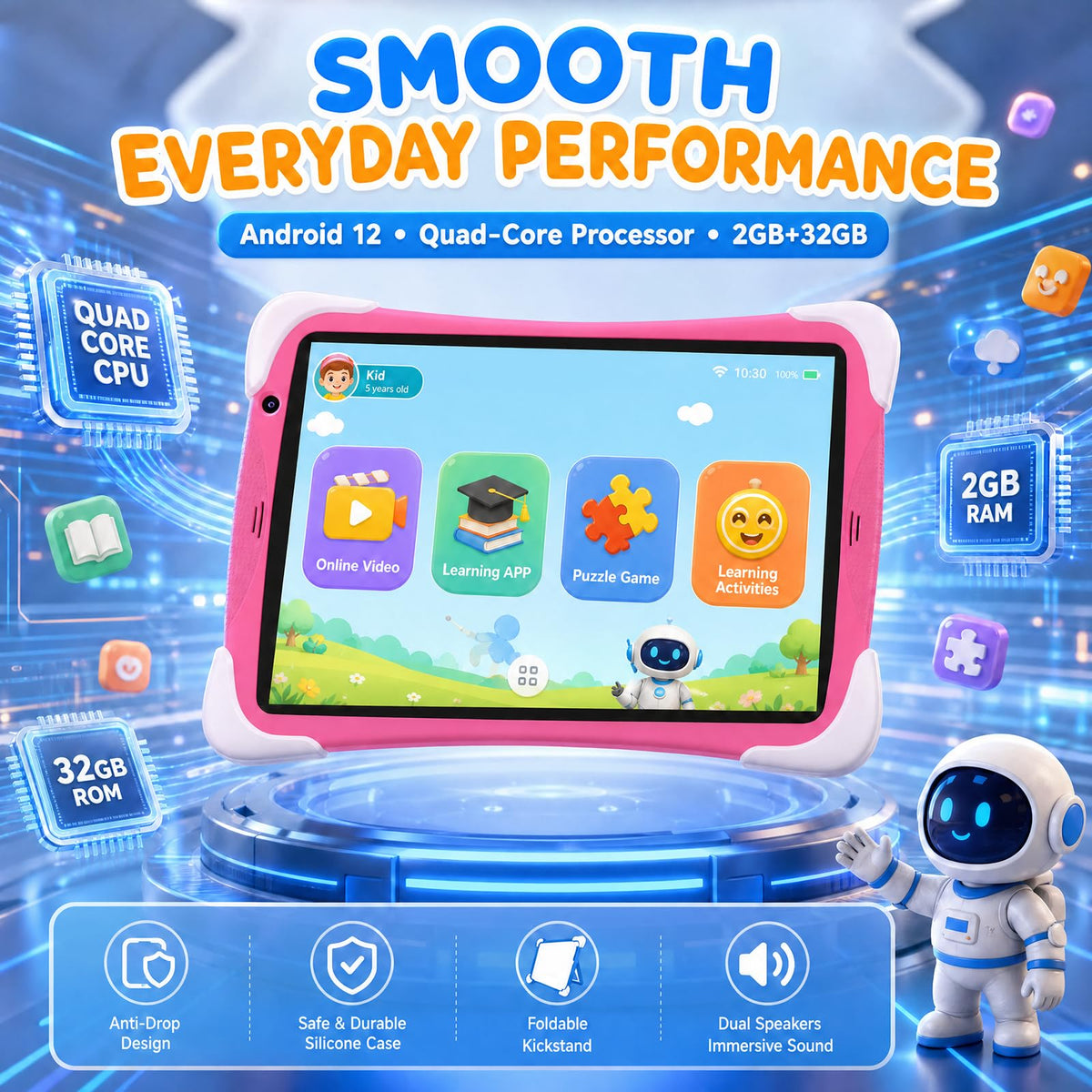 Kids Tablet 10Inch Android with Shockproof Case P949632
