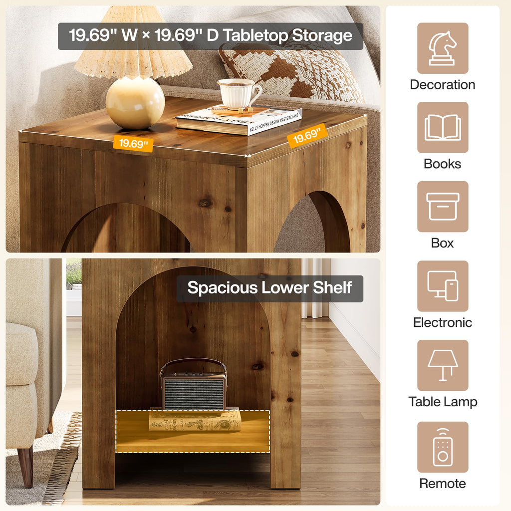 Farmhouse Wooden 2-Tier Side Table Set of 2 B527036