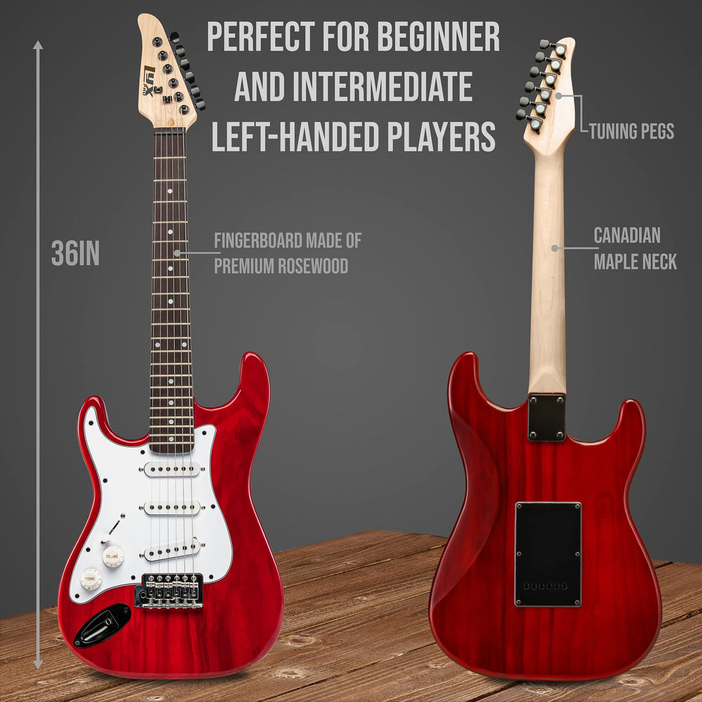 Left Hand 36 Inch 3/4 Size Electric Guitar Kit Red C85394