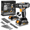 Cordless Power Drill 20V with 3/8-Inch Keyless Chuck, Variable Speed, 2 Batteries V8272