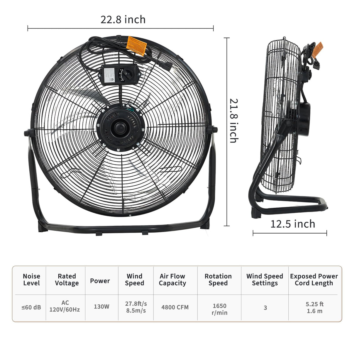 20 Inch 3 Speed High Velocity Floor Fan M649038