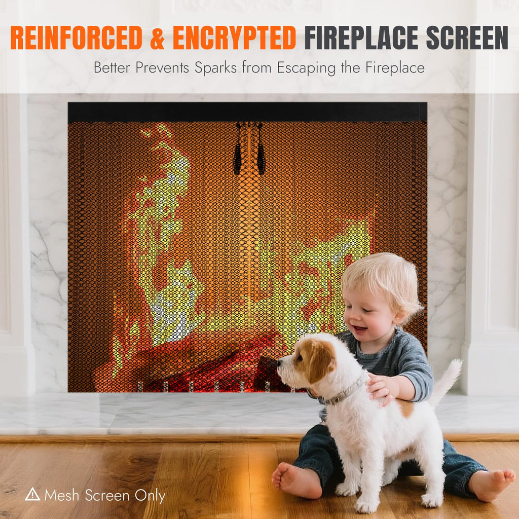 2 Pcs Fireplace Screen Mesh Curtain H82824