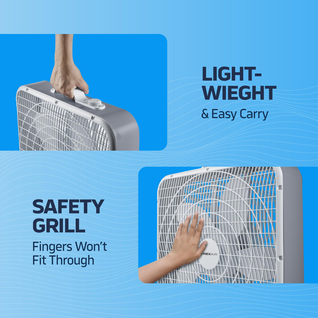 20" 3 Speed Floor Box Fan with Child Safety Grill G817