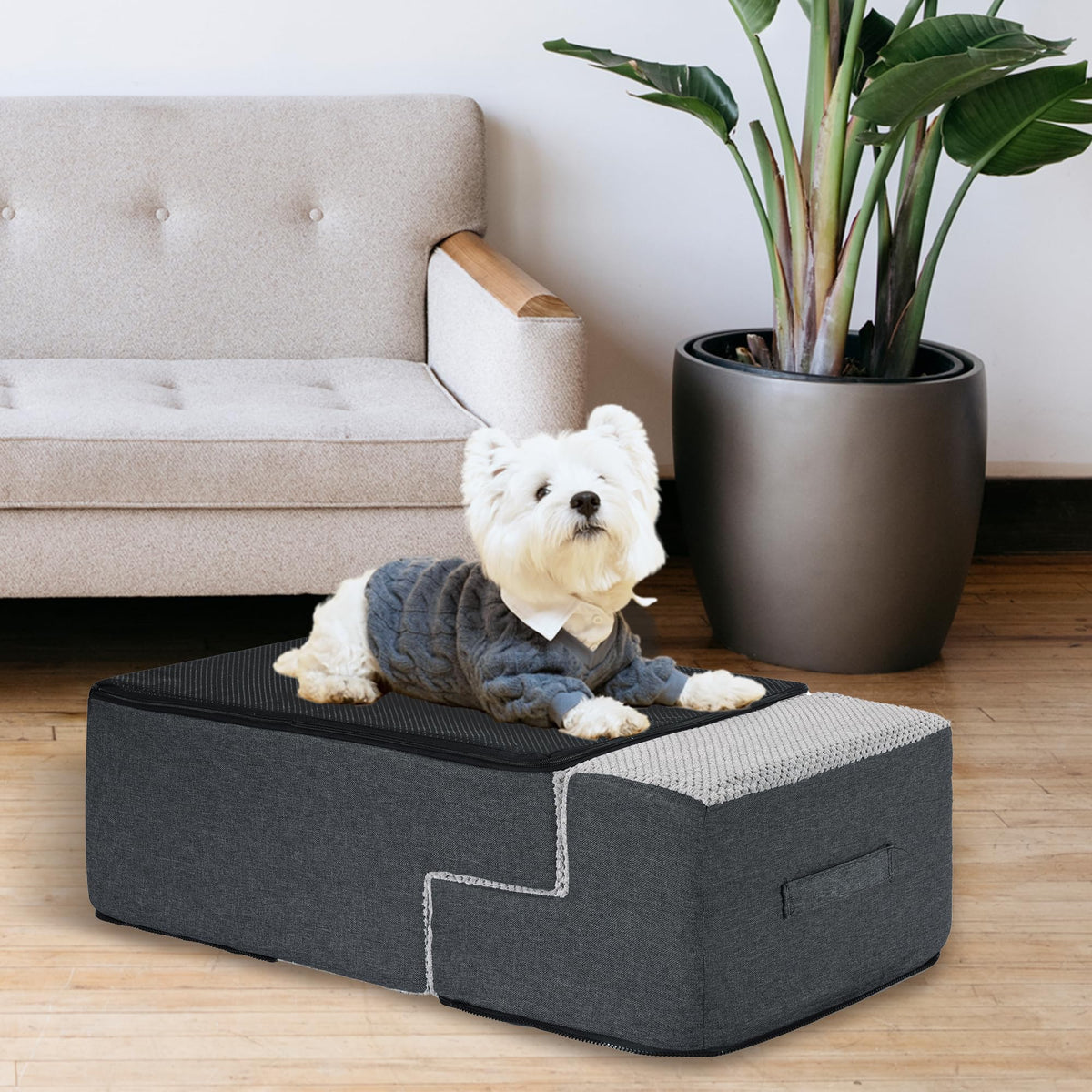 4-Step Foam Dog Stairs, 18-Inch, Gray L43296