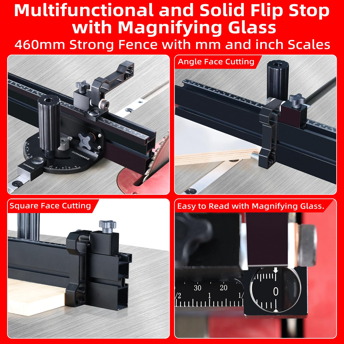 Portable Table Saw Miter Gauge with 18 Inch Fence and Flip Stop X77621