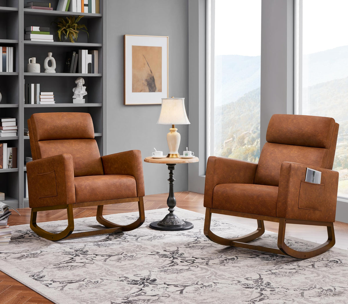 Brown Leather Glider Chair T494