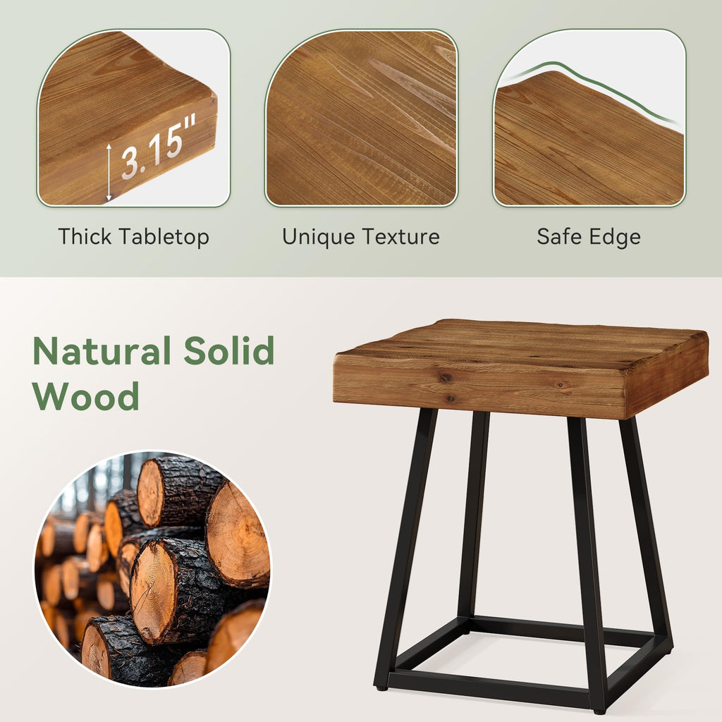 Solid Wood Nightstand with Metal Frame C37404