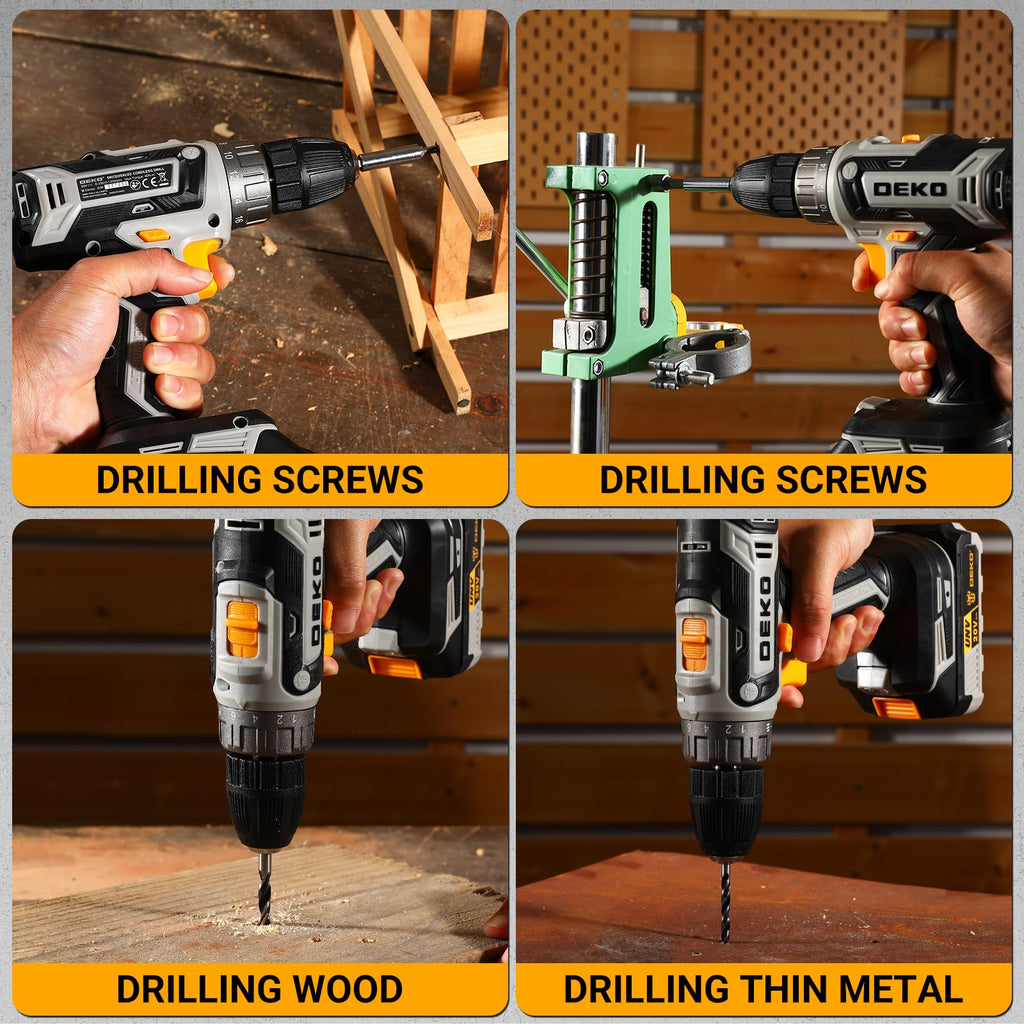 Cordless Power Drill 20V with 3/8-Inch Keyless Chuck, Variable Speed, 2 Batteries V8272
