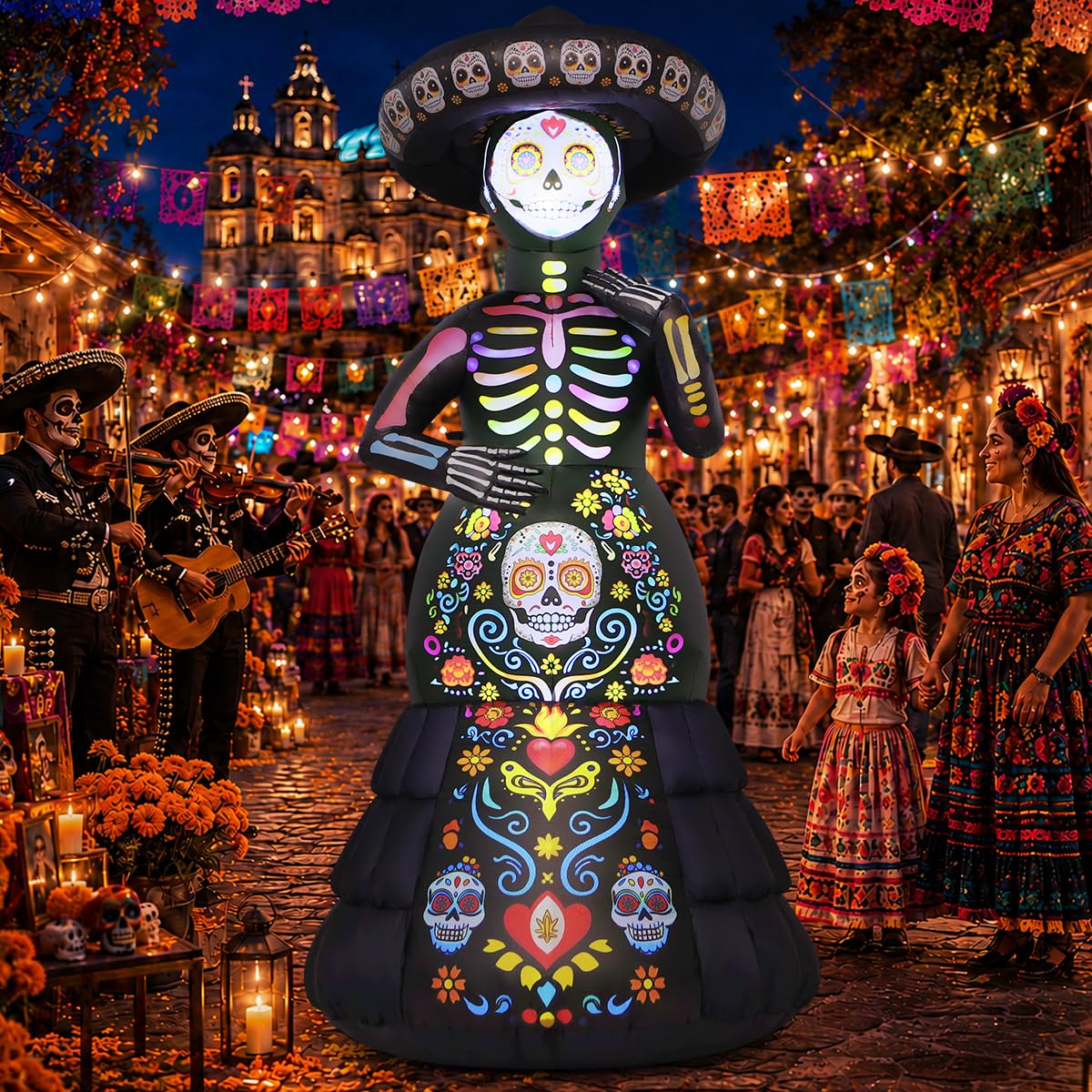 7.2FT Halloween Inflatable Ghost Bride with LED Lights I5482