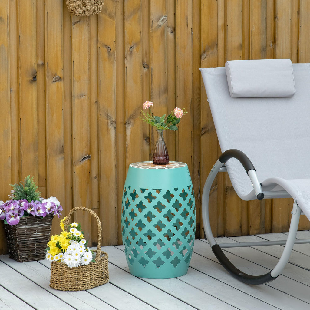 Mosaic Blue Round Outdoor Stool Y175259