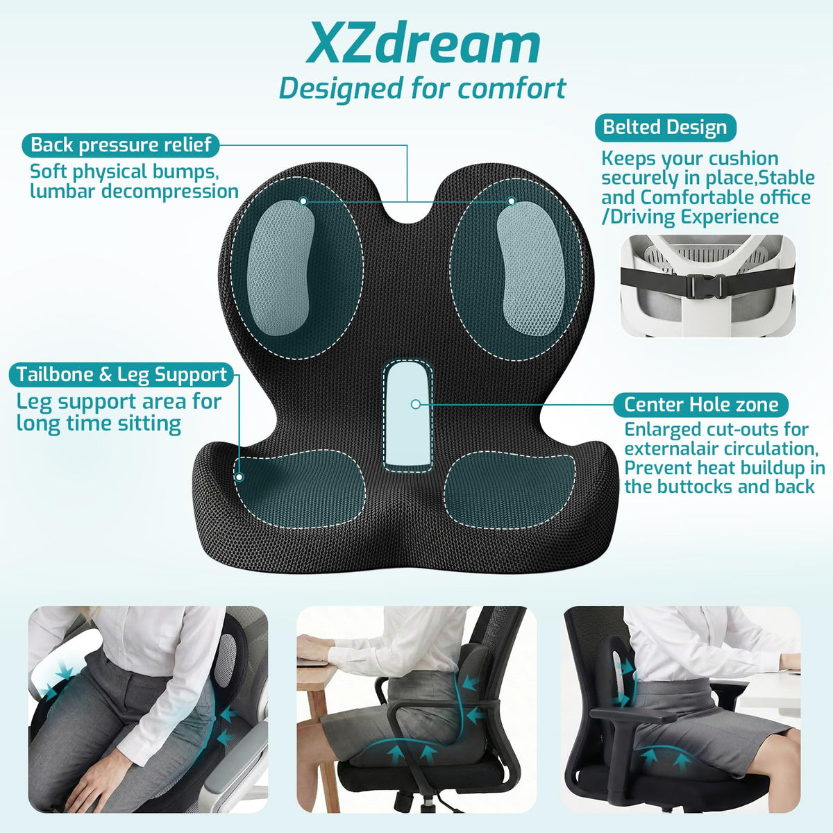 Ergonomic Seat Cushion & Lumbar Support Pillow K830081