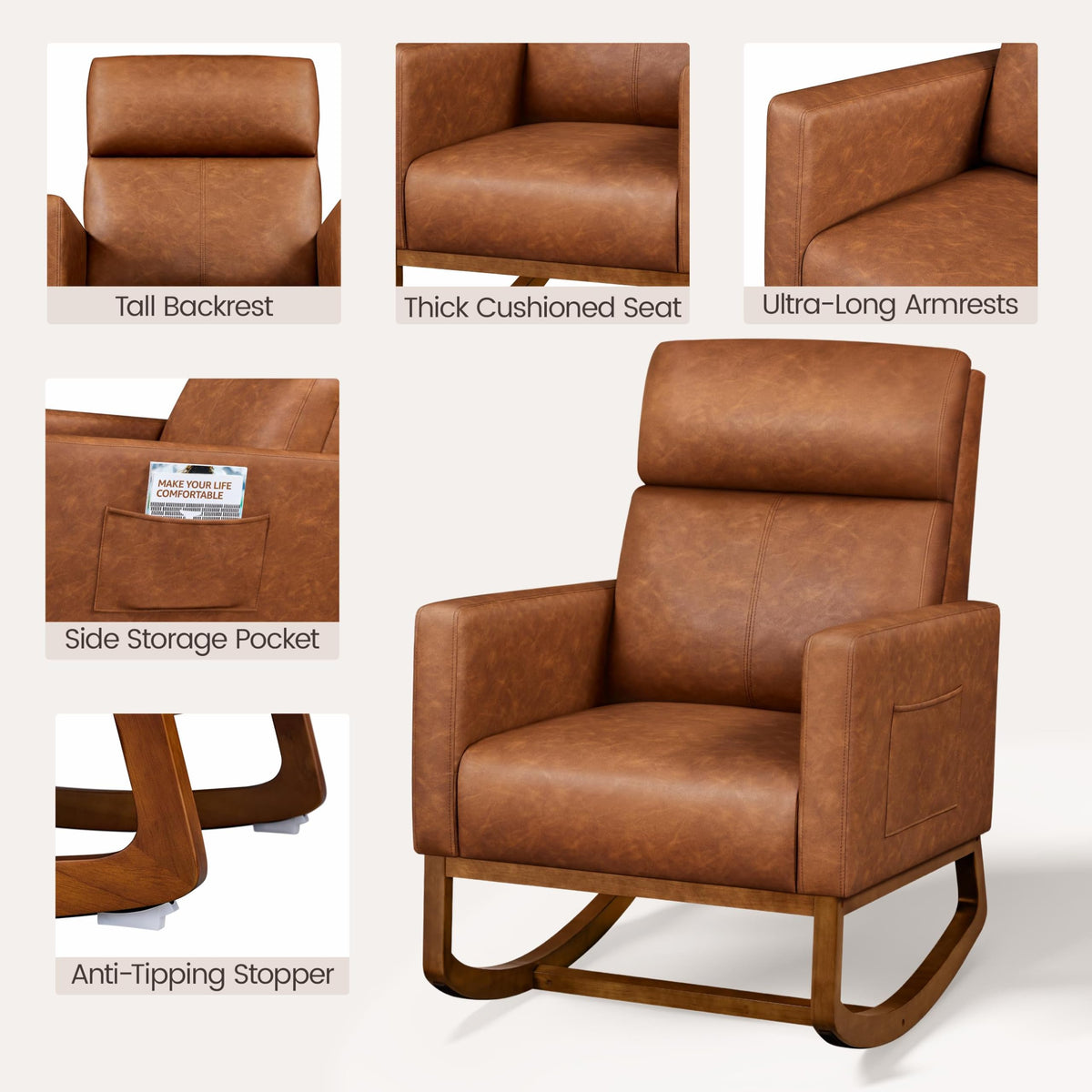 Brown Leather Glider Chair T494