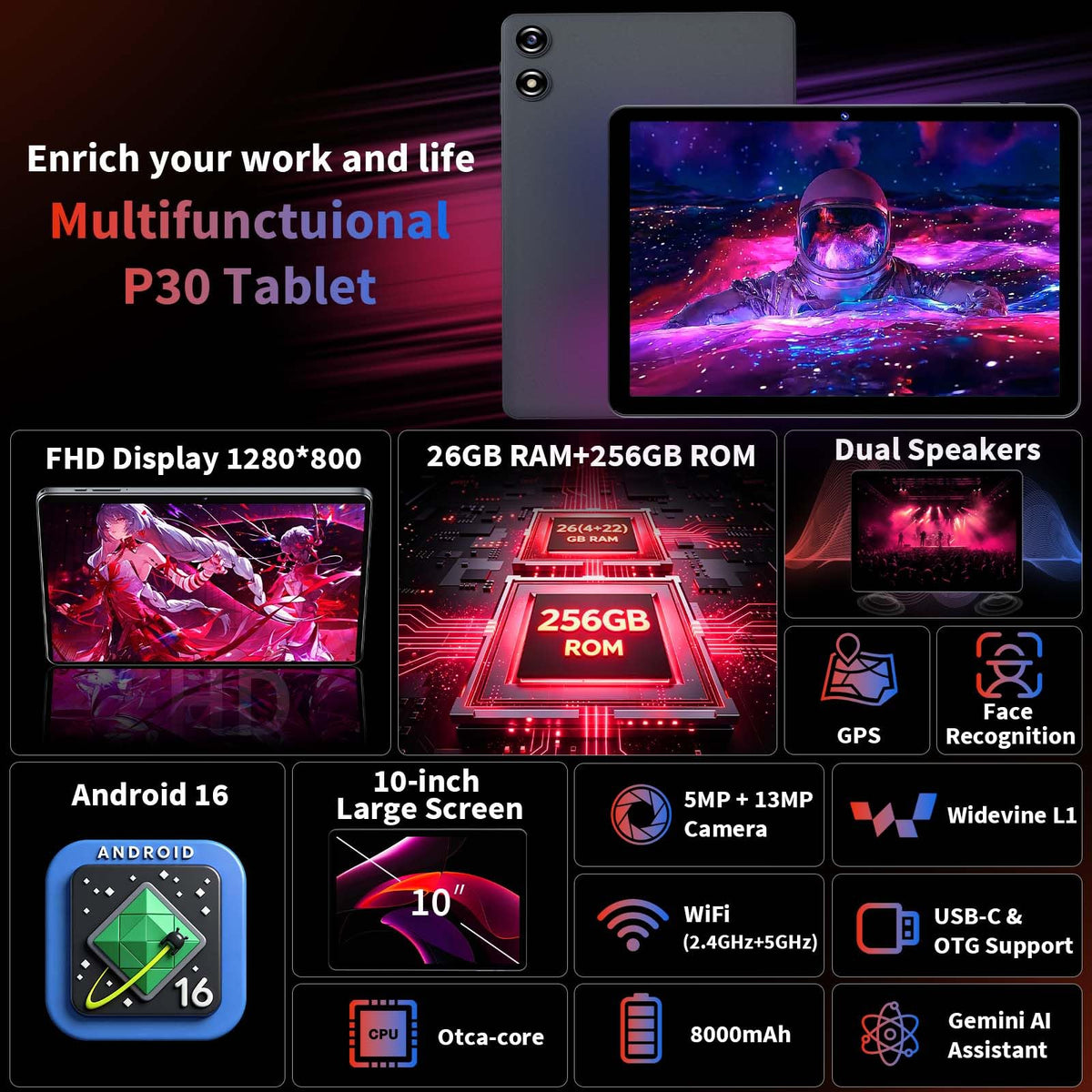 10 inch Android Tablet with Keyboard L29723