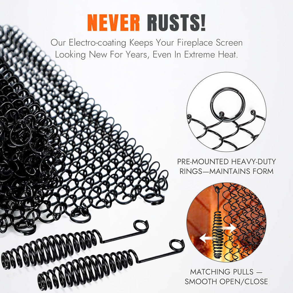 2 Pcs Fireplace Screen Mesh Curtain H82824
