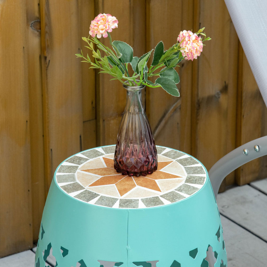 Mosaic Blue Round Outdoor Stool Y175259