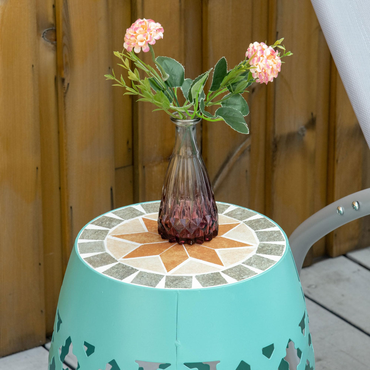 Mosaic Blue Round Outdoor Stool Y175259