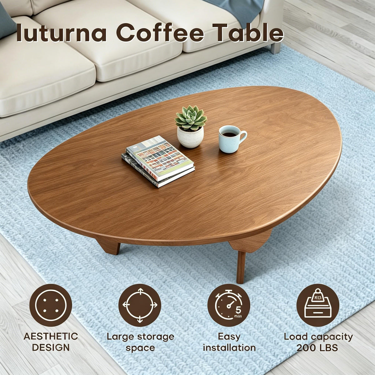 Solid Wood Triangle Coffee Table L513
