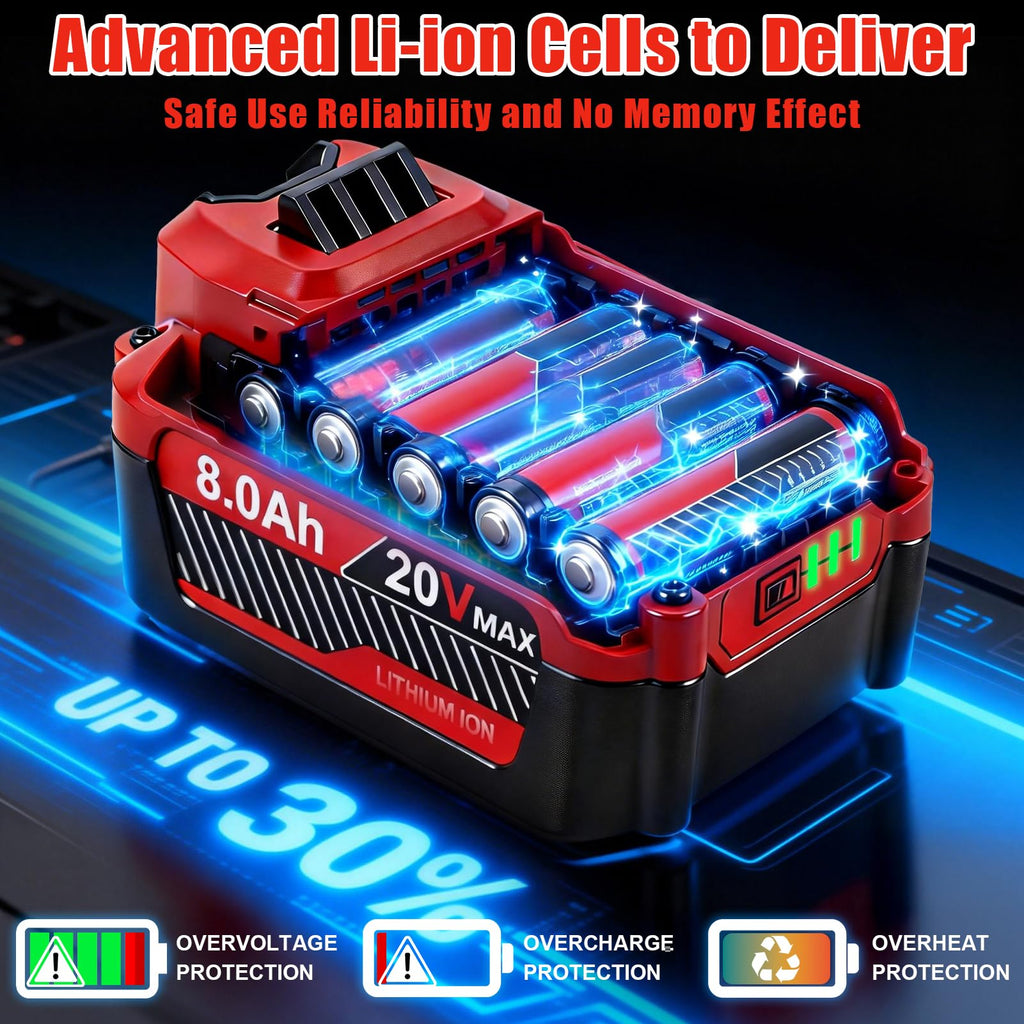 20V 8.0Ah Lithium ion Replacement Battery 2 Piece X406688