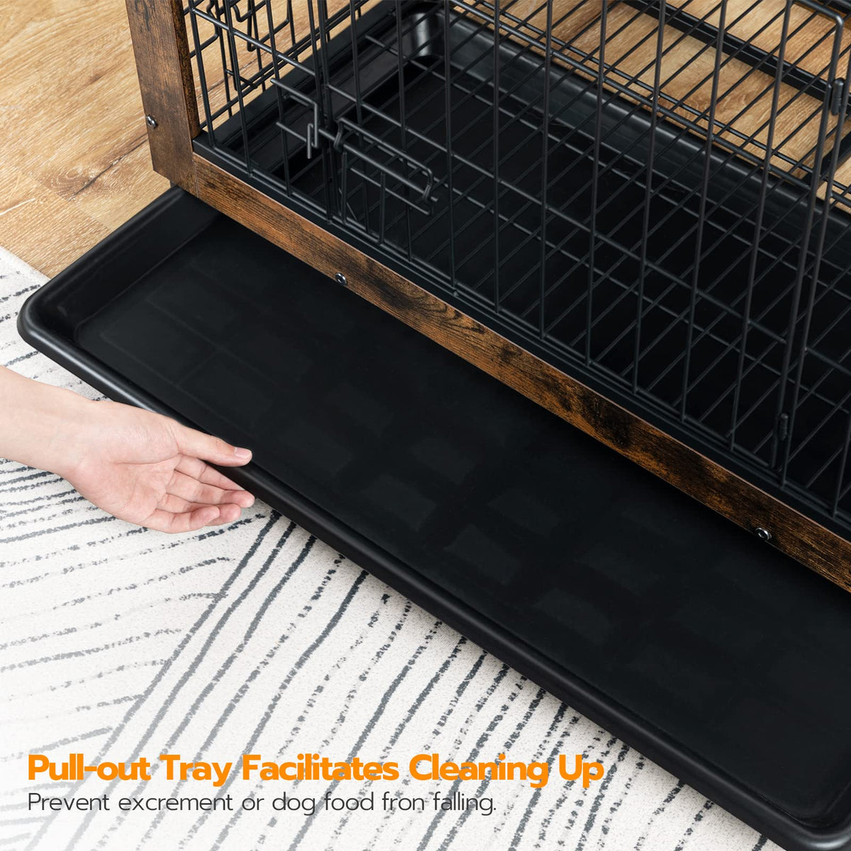 38.6" Wooden Dog Crate Furniture with Pull-Out Tray J357529