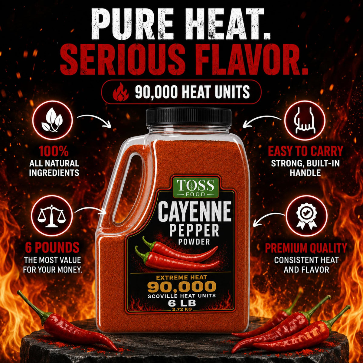 Cayenne Pepper Powder 90,000 Heat Units 6 LB F2599