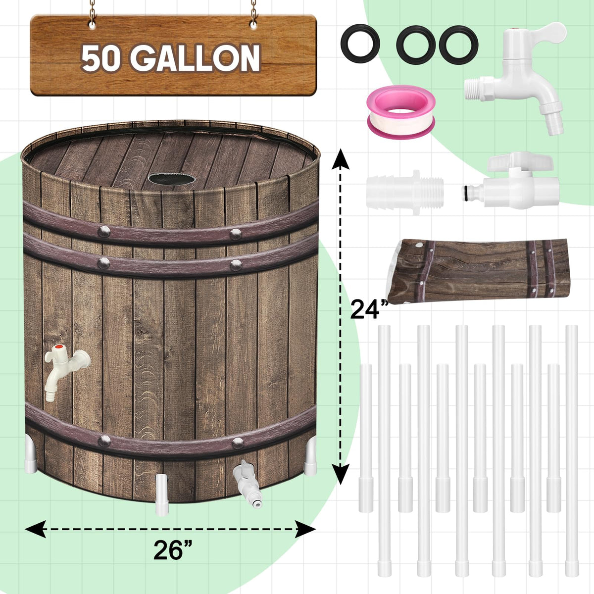 50 Gallon Collapsible Rain Barrel O513