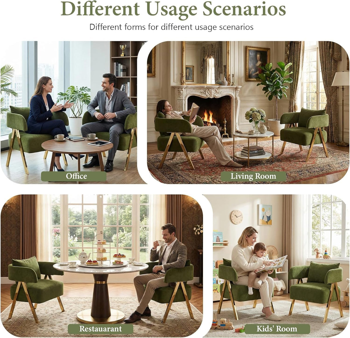Green Velvet Dining Chairs Set of 2 with Arms J757433