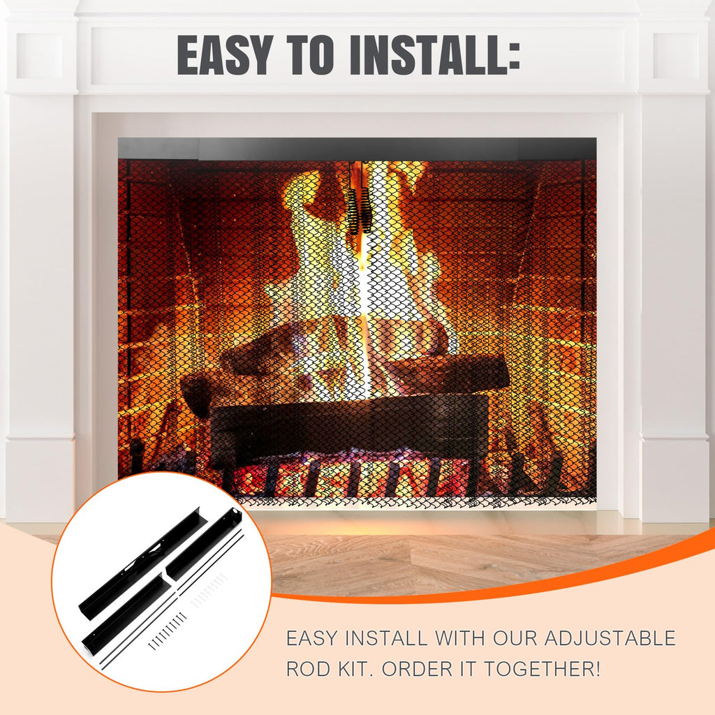 2 Pcs Fireplace Screen Mesh Curtain H82824