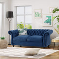 Navy Blue Velvet Tufted Chesterfield Sofa Y29161