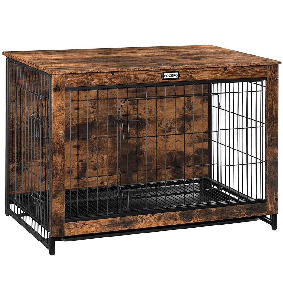 38.6" Wooden Dog Crate Furniture with Pull-Out Tray J357529