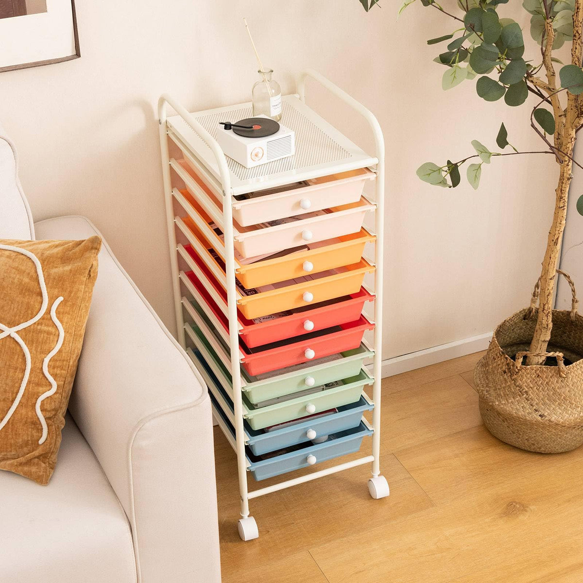 10 Drawers Rolling Storage Cart with Wheels G51901