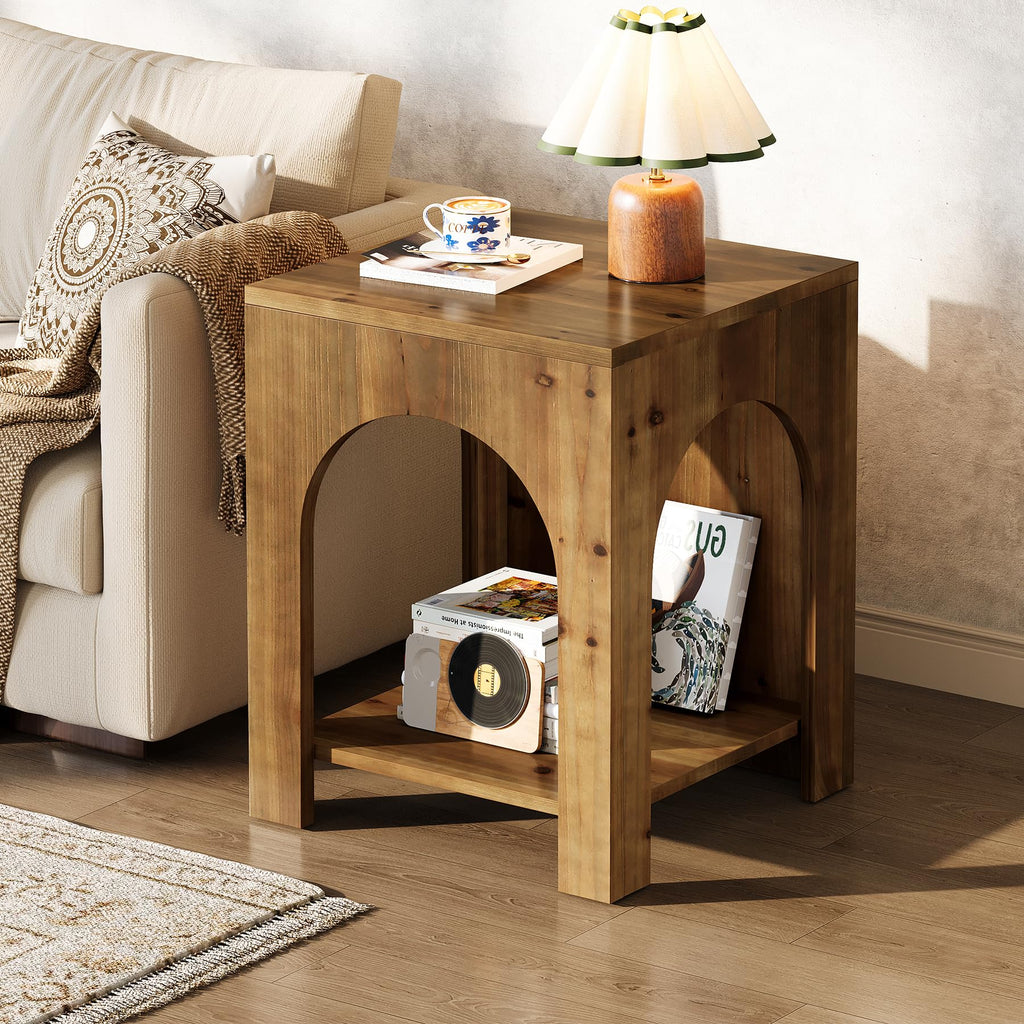 Farmhouse Wooden 2-Tier Side Table Set of 2 B527036