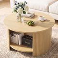 31.5" Round Wood Coffee Table with Storage K90409